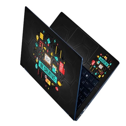 Finearts Full Body Laptop Skin Upto 15.6 inch Sticker Compatible for Dell/HP/Lenovo/Acer/Sony All Laptop Size Upto 14 to 15.6 Inch - Be Creative on Hexagon Black - Image 1