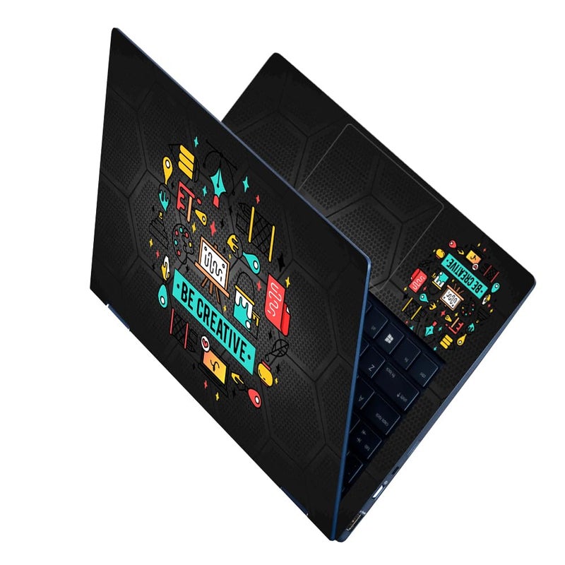 Finearts Full Body Laptop Skin Upto 15.6 inch Sticker Compatible for Dell/HP/Lenovo/Acer/Sony All Laptop Size Upto 14 to 15.6 Inch - Be Creative on Hexagon Black - Image 5