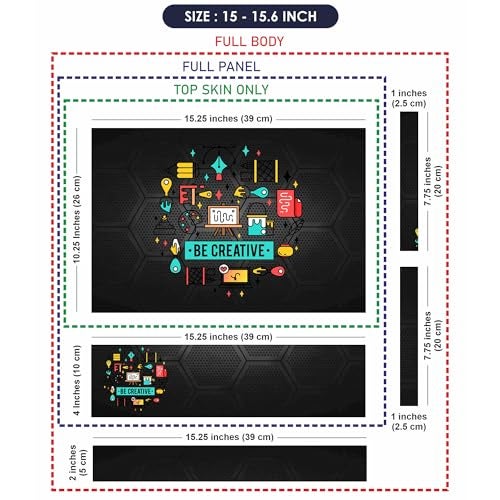 Finearts Full Body Laptop Skin Upto 15.6 inch Sticker Compatible for Dell/HP/Lenovo/Acer/Sony All Laptop Size Upto 14 to 15.6 Inch - Be Creative on Hexagon Black - Image 4