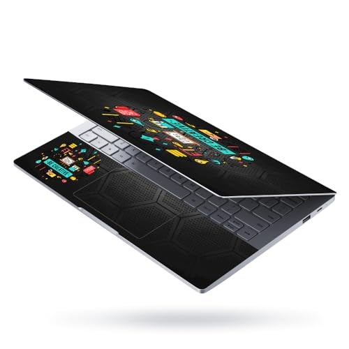 Finearts Full Body Laptop Skin Upto 15.6 inch Sticker Compatible for Dell/HP/Lenovo/Acer/Sony All Laptop Size Upto 14 to 15.6 Inch - Be Creative on Hexagon Black - Image 2