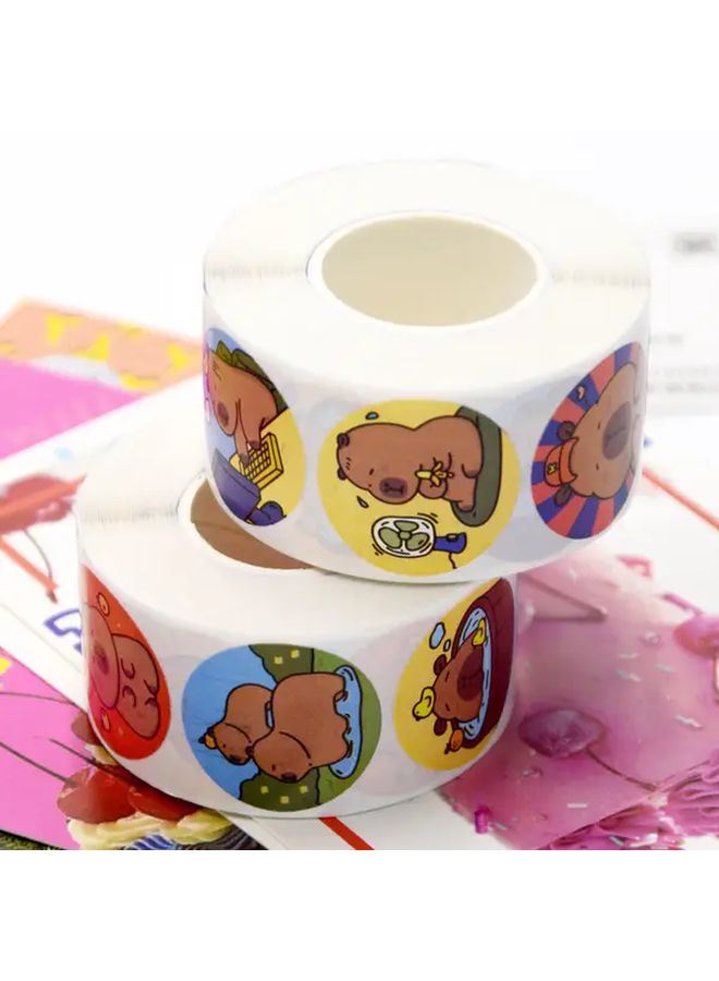 2 Rolls Of 1000 Pieces Cartoon Animal Kapibara Stickers Cute Notebook Decorations - Image 5