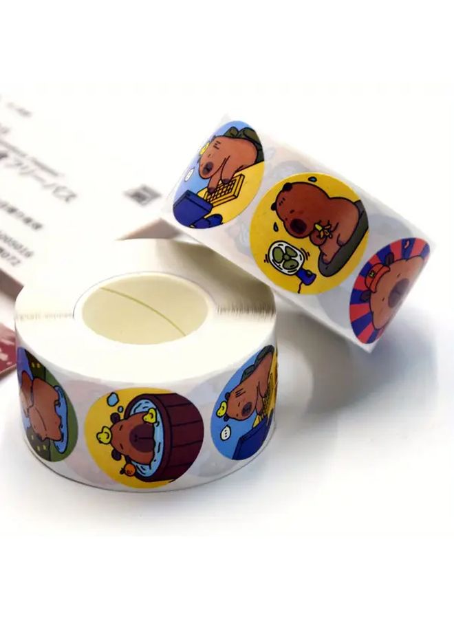 2 Rolls Of 1000 Pieces Cartoon Animal Kapibara Stickers Cute Notebook Decorations - Image 4