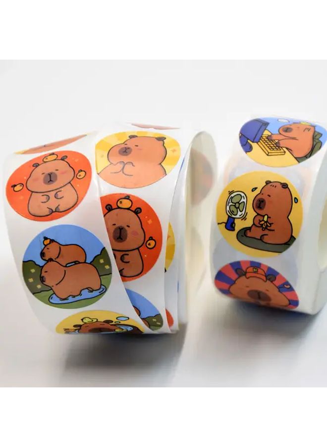 2 Rolls Of 1000 Pieces Cartoon Animal Kapibara Stickers Cute Notebook Decorations - Image 3