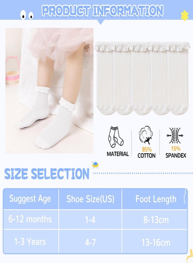 SeeyAN Baby Non Slip Socks Toddler Boys Girls Grips Cotton Anti Skids Crew Cute Cartoon Infant Socks 5 Pairs (5 Pairs White, 1-3 Years) - Image 5