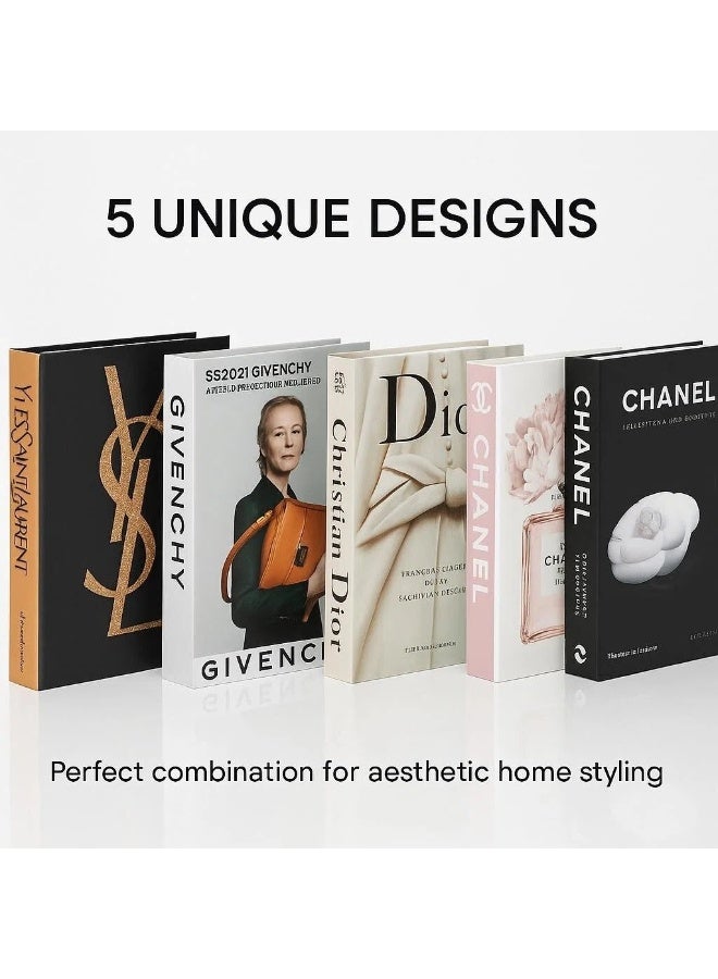 NIBEMINENT 5 Pcs Decorative Faux Books for Home Decor – Modern Fake Books for Coffee Table, Bookshelf & Bedroom, Stacked Book Set for Aesthetic Decor - Image 5