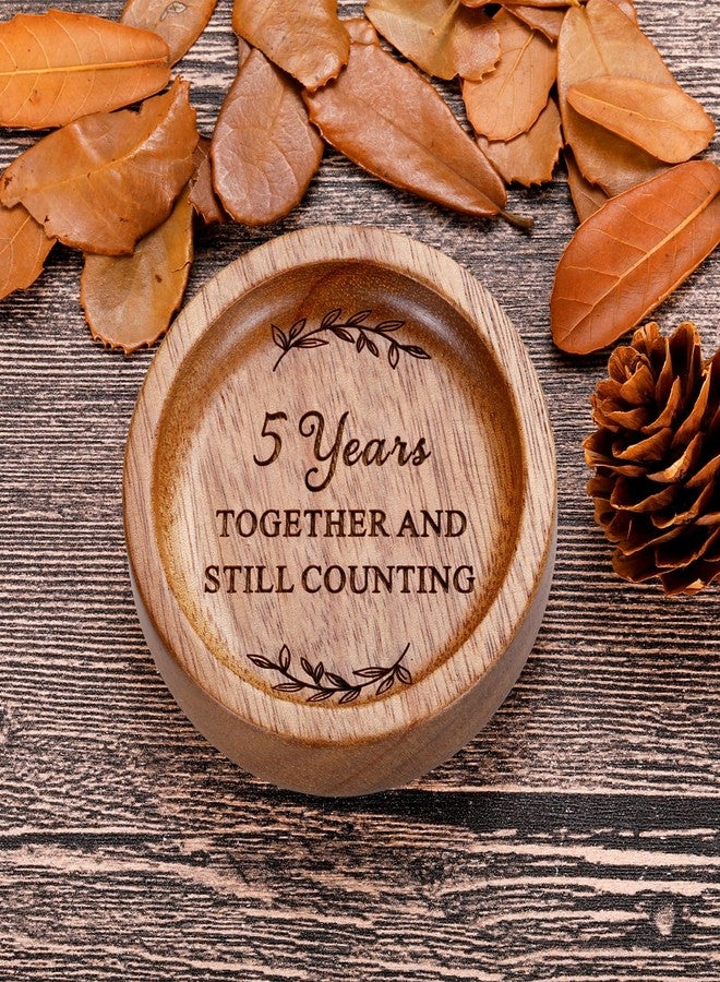 Fleure Esme 5 Year Anniversary Wooden Gifts for Him Her 5th Wood Anniversary Ring Dish Tray for Women Men 5th Wooden Gift Romantic 5 Year Anniver-sary Wedding Ring Dish for Couple Birthday Christmas - Image 4