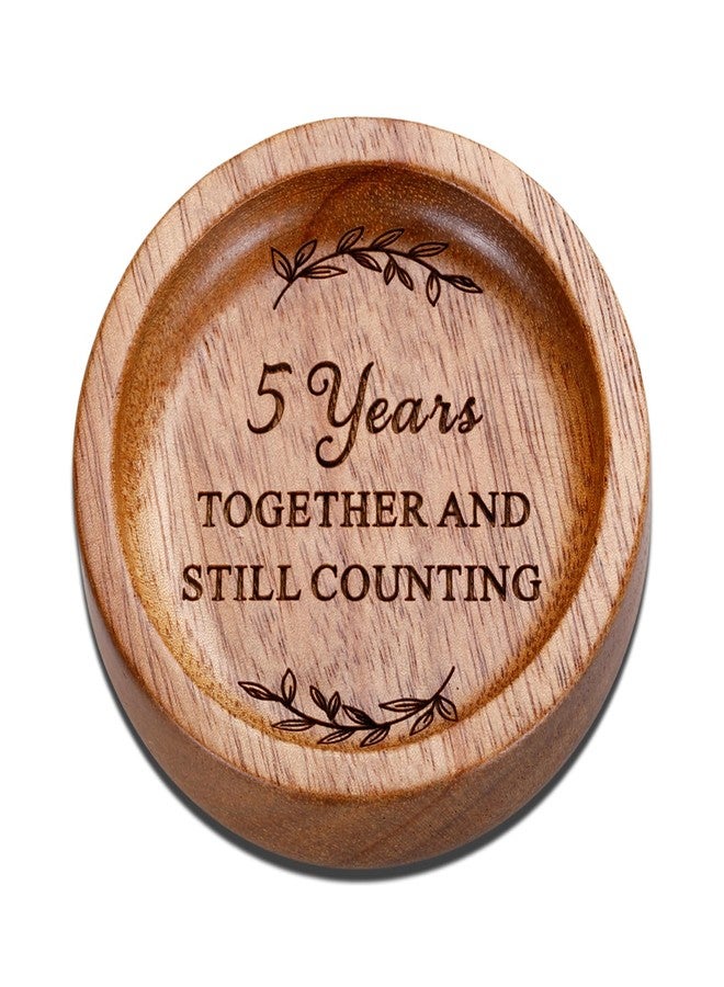 Fleure Esme 5 Year Anniversary Wooden Gifts for Him Her 5th Wood Anniversary Ring Dish Tray for Women Men 5th Wooden Gift Romantic 5 Year Anniver-sary Wedding Ring Dish for Couple Birthday Christmas - Image 1