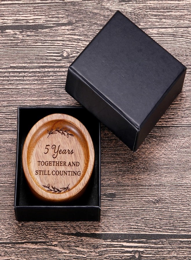 Fleure Esme 5 Year Anniversary Wooden Gifts for Him Her 5th Wood Anniversary Ring Dish Tray for Women Men 5th Wooden Gift Romantic 5 Year Anniver-sary Wedding Ring Dish for Couple Birthday Christmas - Image 5