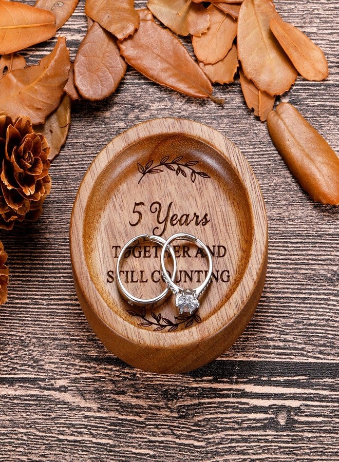 Fleure Esme 5 Year Anniversary Wooden Gifts for Him Her 5th Wood Anniversary Ring Dish Tray for Women Men 5th Wooden Gift Romantic 5 Year Anniver-sary Wedding Ring Dish for Couple Birthday Christmas - Image 3