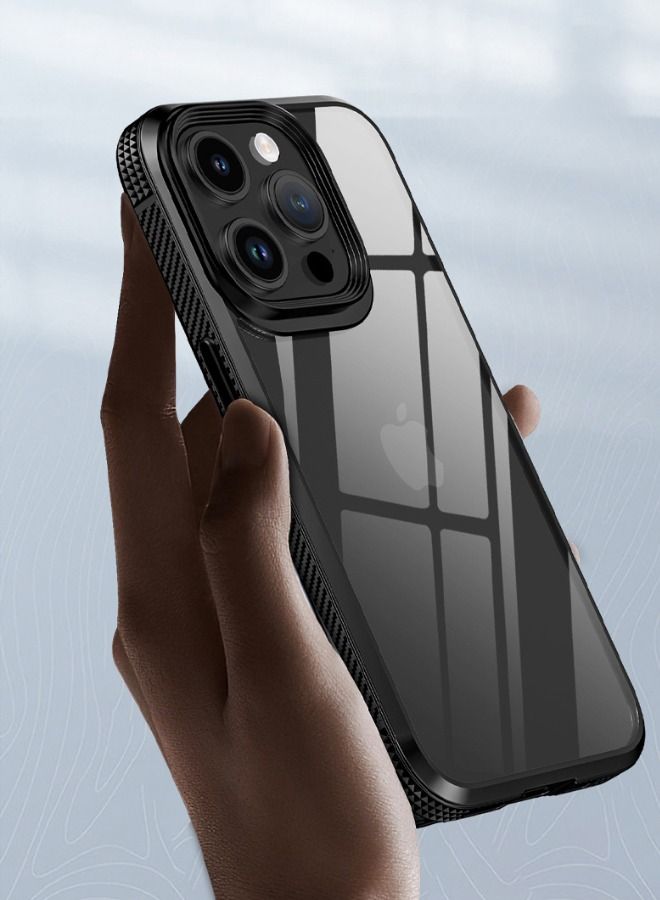 IPAKY iPhone 15 Pro Max Case, Transparent PC Hard Back Panel + Black TPU Soft Frame Case Cover, Anti-Drop Explosion-Proof Non-Stick Fingerprint Protective Case for Apple iPhone 15 Pro Max - Image 4