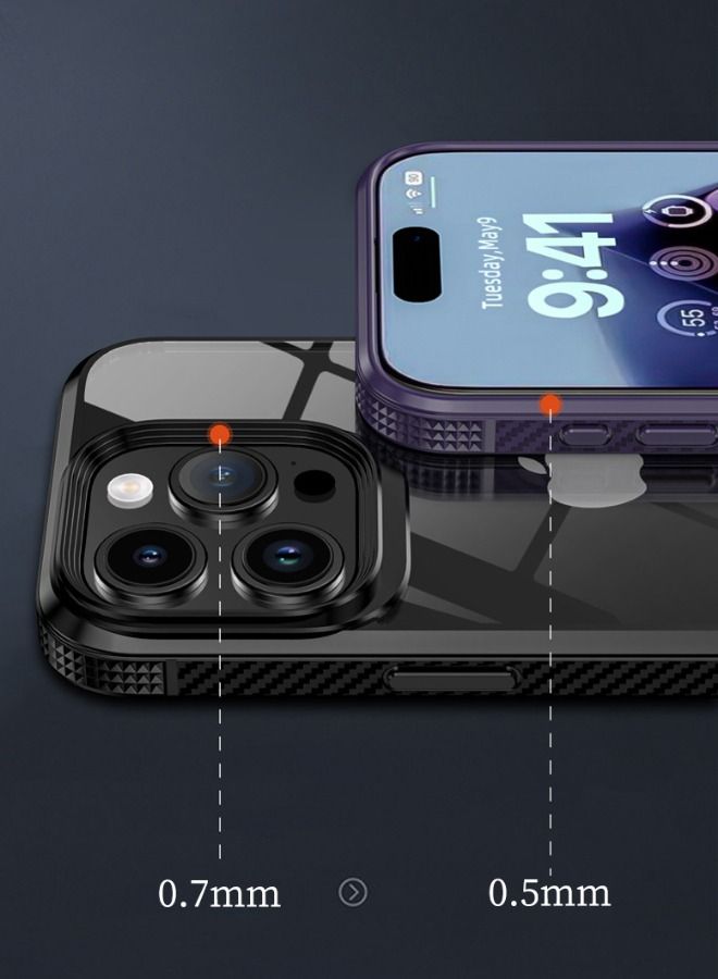 IPAKY iPhone 15 Pro Max Case, Transparent PC Hard Back Panel + Black TPU Soft Frame Case Cover, Anti-Drop Explosion-Proof Non-Stick Fingerprint Protective Case for Apple iPhone 15 Pro Max - Image 5