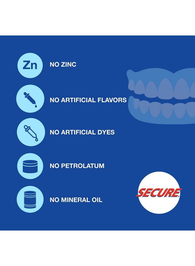 Secure Waterproof Denture Adhesive - Zinc Free - Extra Strong Hold For Upper, Lower or Partials - 1.4 oz (Pack of 2) - Image 2