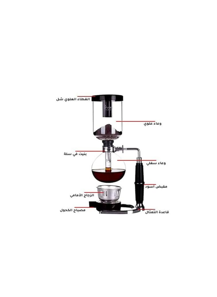 MIBRU - Coffee Maker Siphon Tea Japanese Style Syphon Pot Vacuum Coffee Maker Machine Glass Type 3 Cup - Image 1