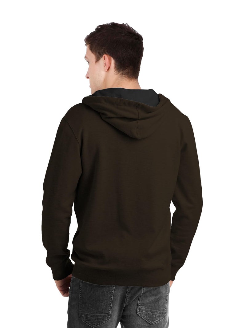 fanideaz Cotton Mens Solid Hooded Regular Fit Sweatshirt with Pocket_BR_M_Brown - Image 2