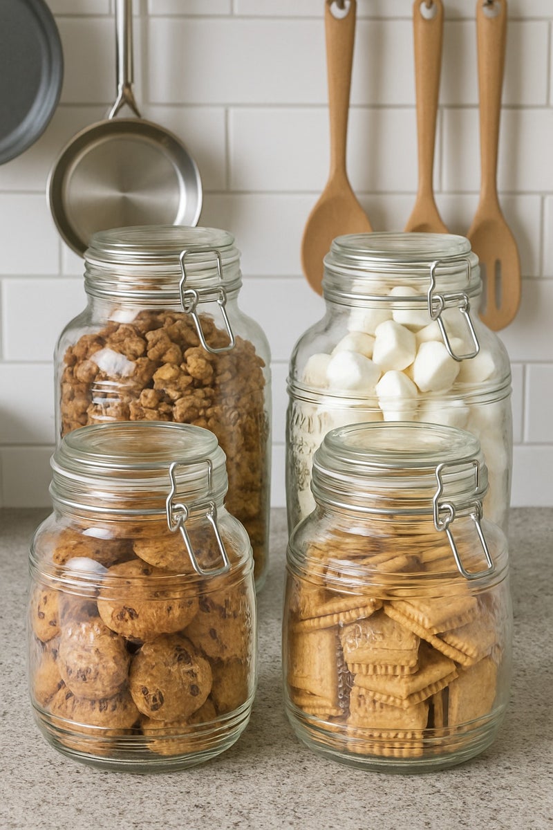 ليفينج طقم برطمان تخزين زجاجي محكم الغلق ، 4 قطع - Image 1