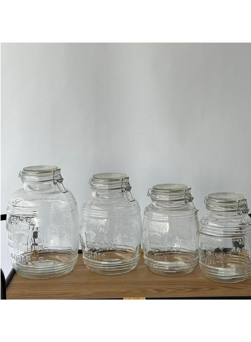 ليفينج طقم برطمان تخزين زجاجي محكم الغلق ، 4 قطع - Image 2