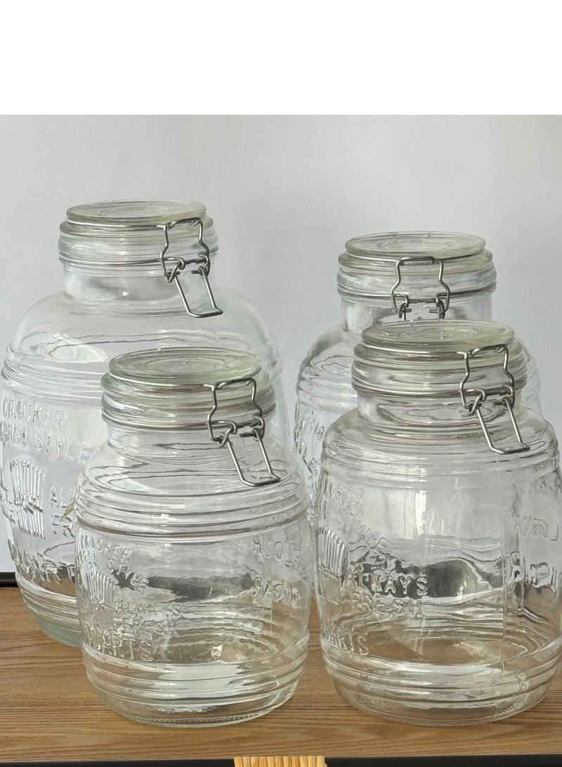 ليفينج طقم برطمان تخزين زجاجي محكم الغلق ، 4 قطع - Image 3