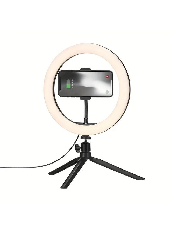 ضوء حلقي LED مقاس 10 بوصة مع حامل ثلاثي القوائم سطوع قابل للتعديل يعمل بالطاقة عبر USB - Image 5