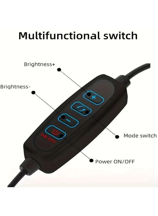 ضوء حلقي LED مقاس 10 بوصة مع حامل ثلاثي القوائم سطوع قابل للتعديل يعمل بالطاقة عبر USB - Image 4