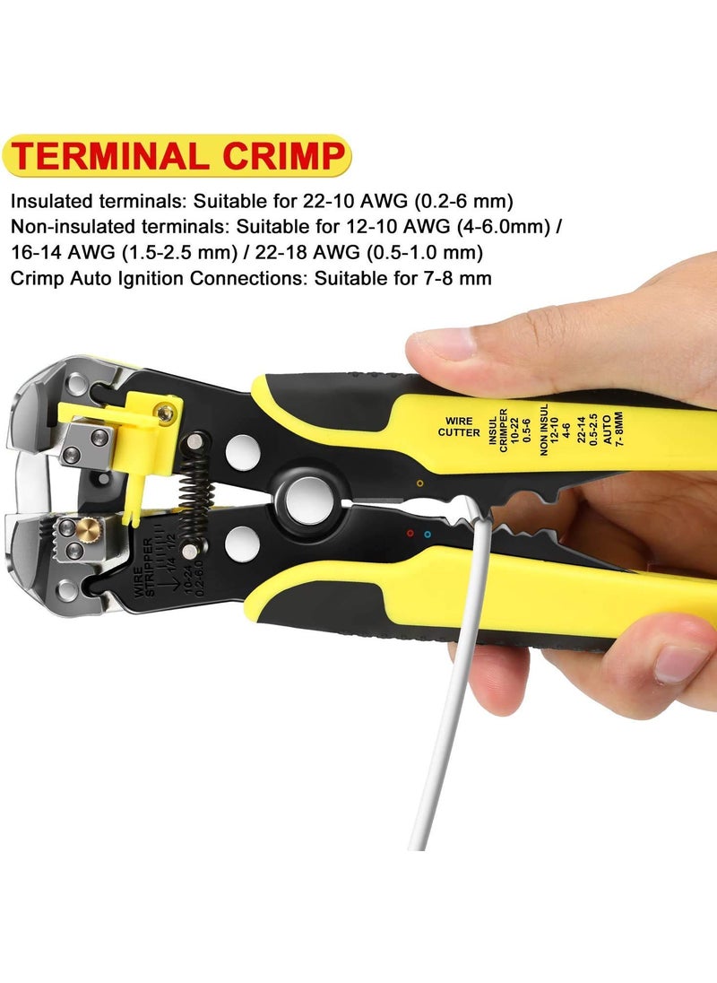 Generic Crasts Wire Stripper and Cutter 2410 AW 343 Gauge 026 mm Automatic Wire Cutter Stripping Tool 8 Inch Selfadjusting 3 in 1 Stripping Pliers for Cable stripper Cutting Crimping tool Multicolor  - Image 5