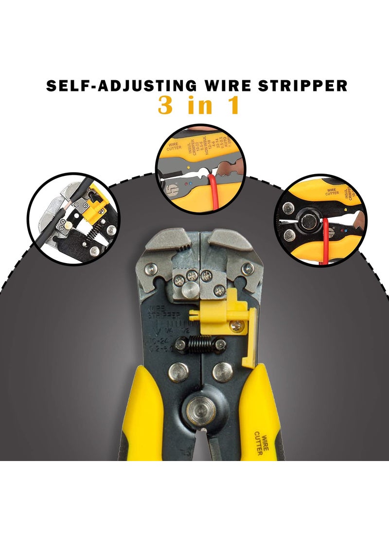 Generic Crasts Wire Stripper and Cutter 2410 AW 343 Gauge 026 mm Automatic Wire Cutter Stripping Tool 8 Inch Selfadjusting 3 in 1 Stripping Pliers for Cable stripper Cutting Crimping tool Multicolor  - Image 3