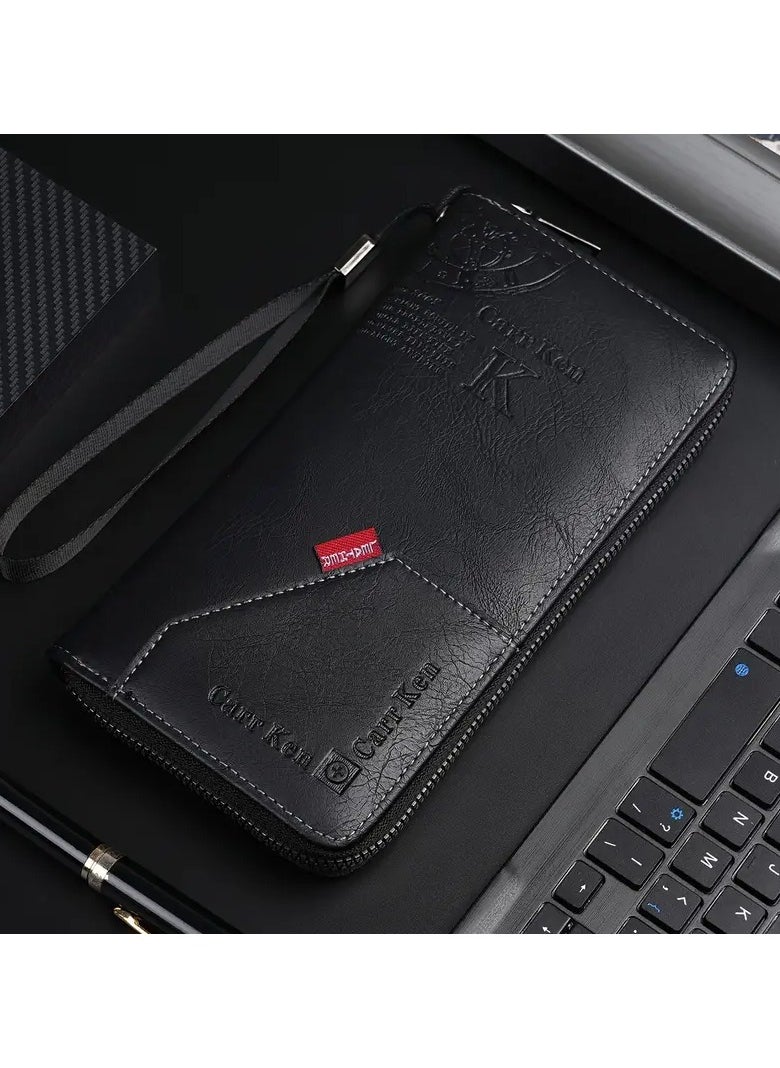 CarrKen - Leather Hand Wallet, 13 Internal pPockets, 4 Large Ones For Money, Passport and Mobile Phone + Zipper pocket + 8 ATM Cards, Multi-Colored - Image 1