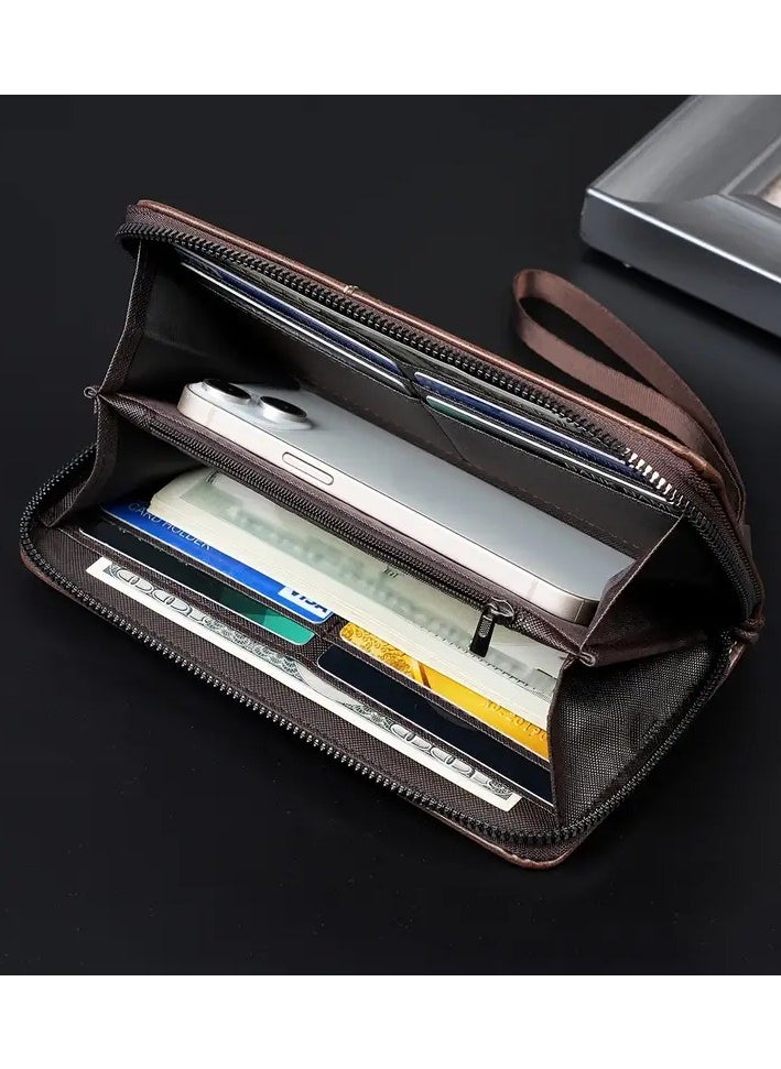CarrKen - Leather Hand Wallet, 13 Internal pPockets, 4 Large Ones For Money, Passport and Mobile Phone + Zipper pocket + 8 ATM Cards, Multi-Colored - Image 1