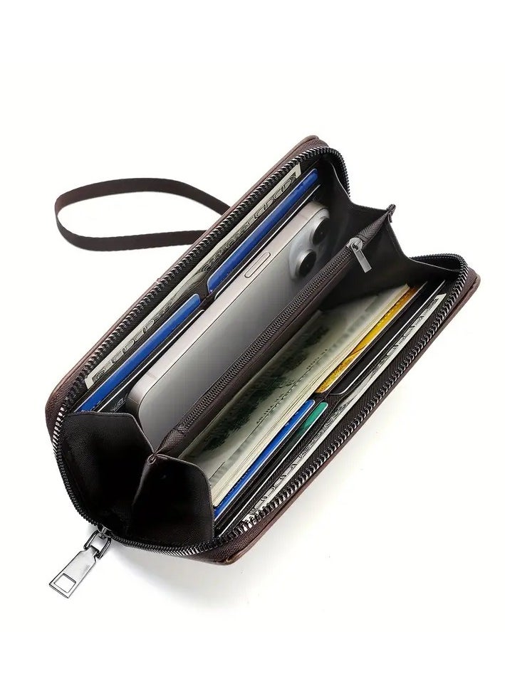 CarrKen - Leather Hand Wallet, 13 Internal pPockets, 4 Large Ones For Money, Passport and Mobile Phone + Zipper pocket + 8 ATM Cards, Multi-Colored - Image 1