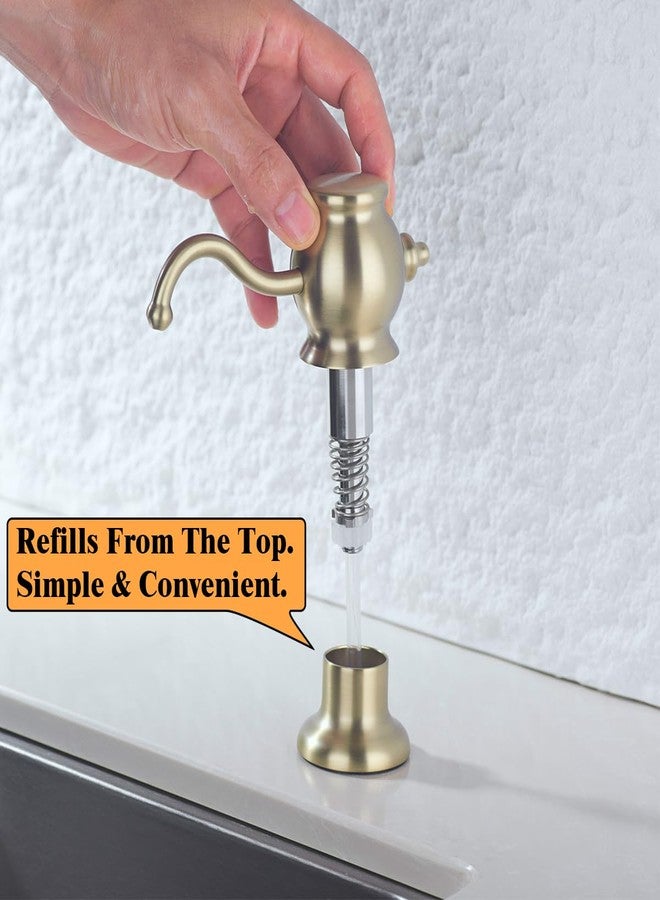 RANDOM Brushed Gold Soap Dispenser for Kitchen Sink,Built in Sink Soap Dispenser with Solid Brass Pump Head Soap Dispenser Extension Tube Kit and 11 Ounce Large PET Liquid Soap Bottle.RD84038BG - Image 5