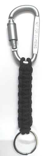 ADD GEAR Grey Locking Carabiner with Paracord Keychain Military Braided Lanyard Utility Survival Key Chain Hook for Keys for Camping Hiking Outdoor (Black) - Image 2
