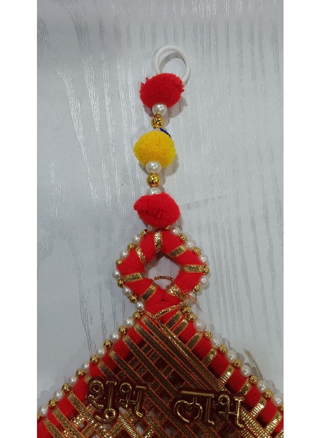 Sellplus Decorative Subh-Labh Pom - Pom Bell Hanging | Diwali | Marriage | Party | and All Festival Decor | Home | Wall | Main Door | Office | Etc Decoration Item (Pack of 2) - Image 3