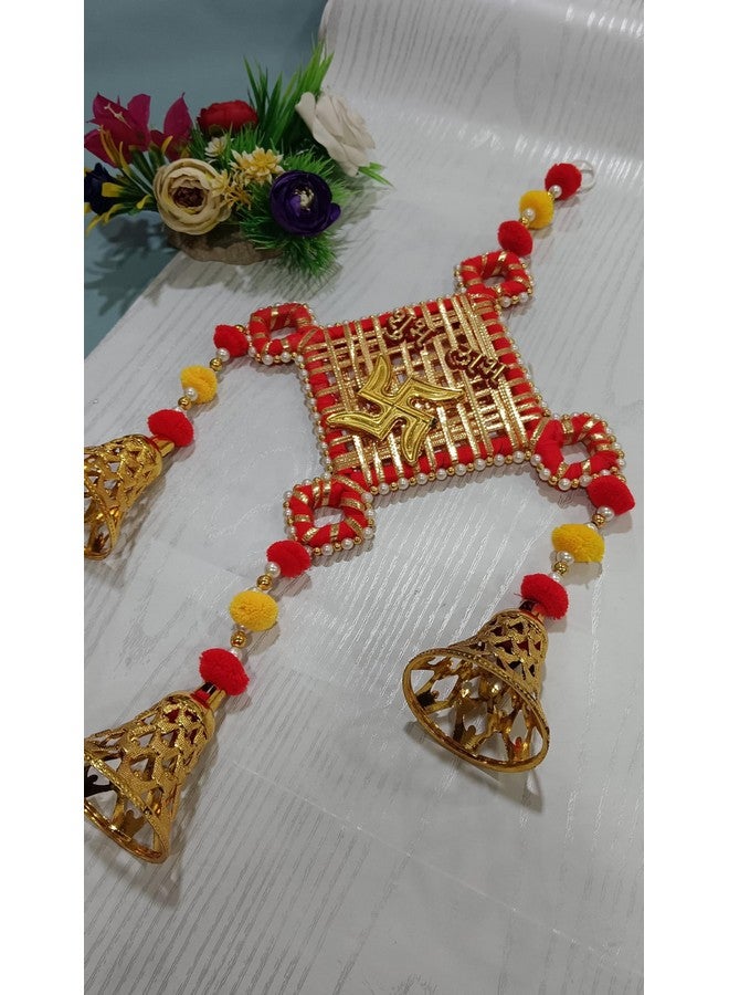 Sellplus Decorative Subh-Labh Pom - Pom Bell Hanging | Diwali | Marriage | Party | and All Festival Decor | Home | Wall | Main Door | Office | Etc Decoration Item (Pack of 2) - Image 5