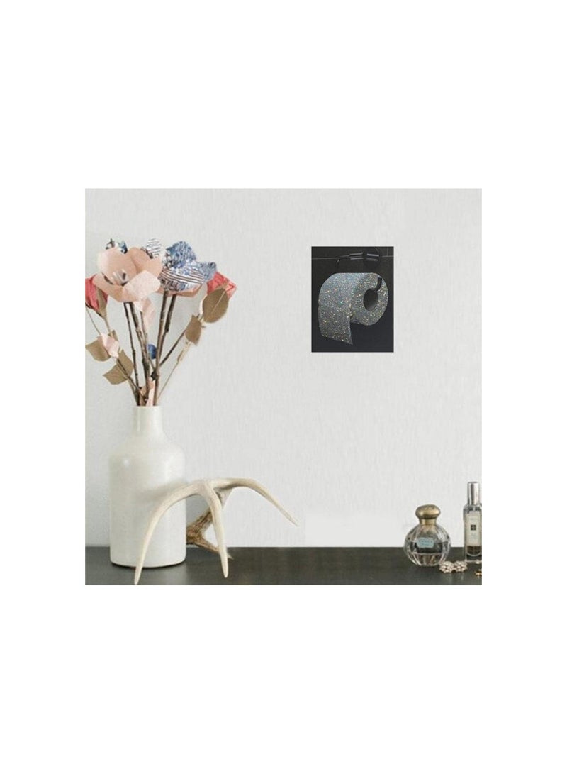 GGOOT Canvas Painting Wall Art Color Glitter Diamond Toilet Roll Paper Creative Canvas Prints Bedroom Living Room Bathroom Decor Poster - Image 3