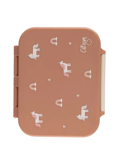 Citron Tritan Snackbox With 3 Compartments For Kids, Leak Proof And Bpa Free - Unicorn Blush Pink
