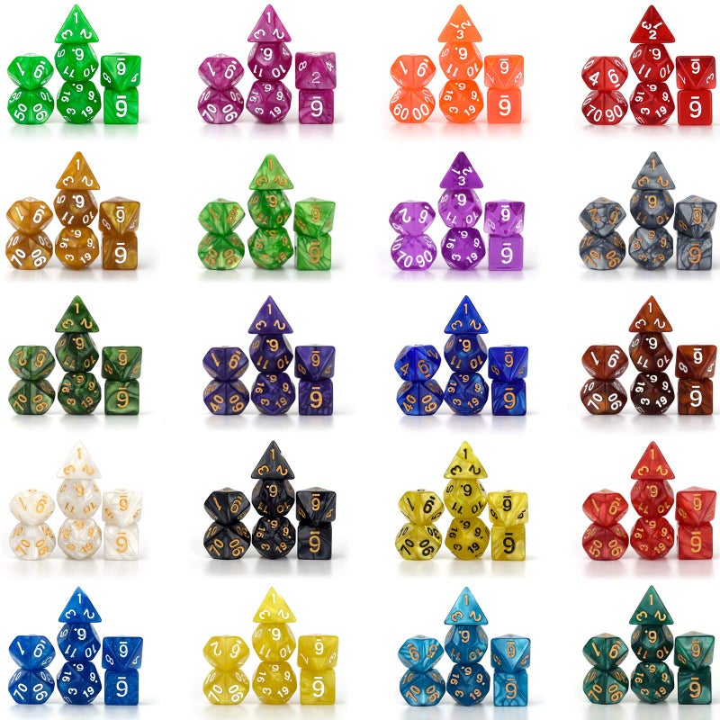 Awpeye DND Double-Colors Polyhedron Dice Set for Dungeons and Dragons D&D RPG MTG Table Games D4 D6 D8 D10 D% D12 D20 25 Colors Dice with 1 Large Flannel Bag, 25 x 7 (175 Pieces) - Image 3