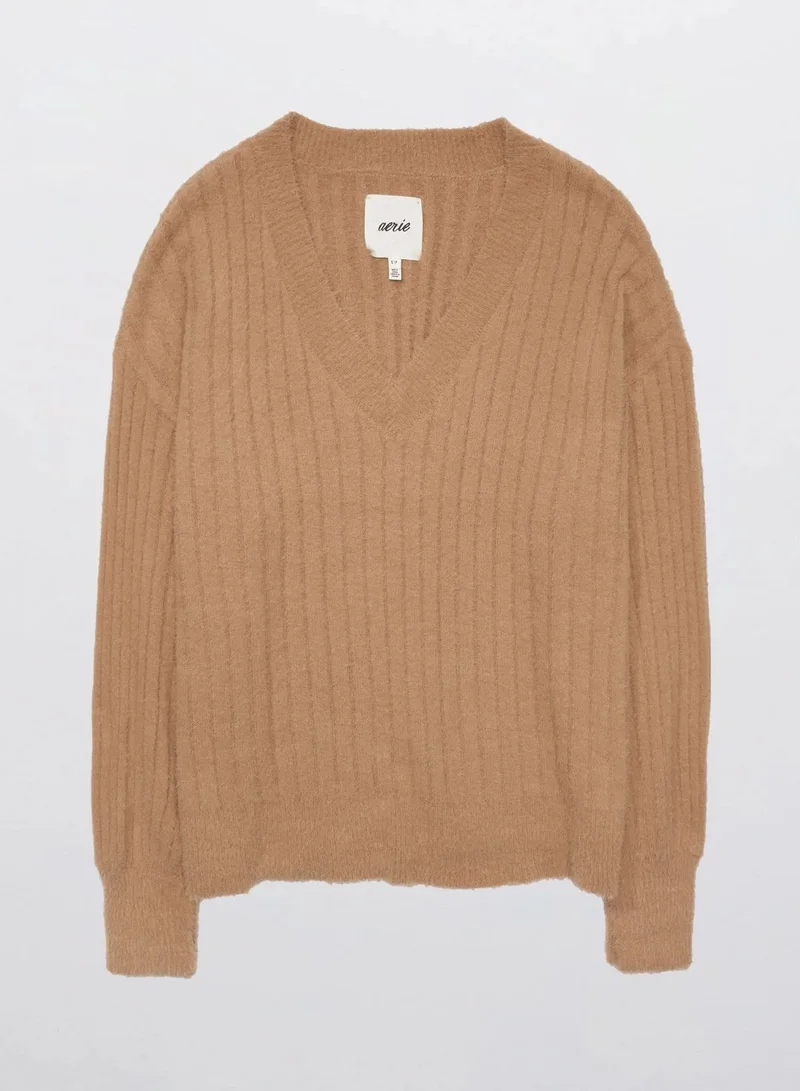 Aerie V-Neck Ribbed Sweater