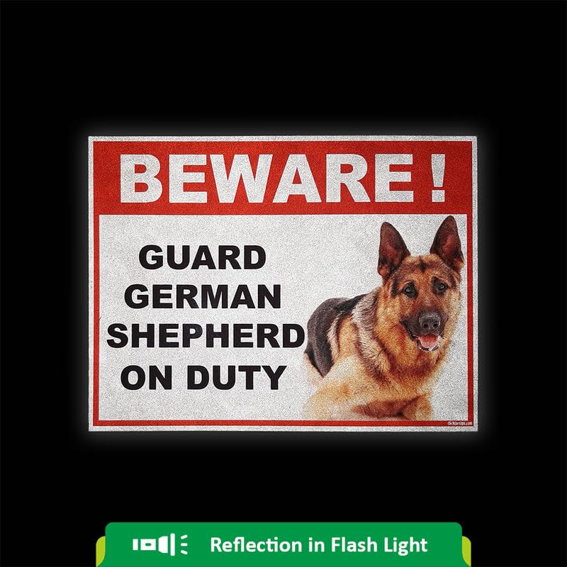 Clickforsign Reflecitve Beware of Guard Dog German Shepard on Duty Sign for walls and gates/residential properties, businesses, farms (Pack of 4) - Image 4