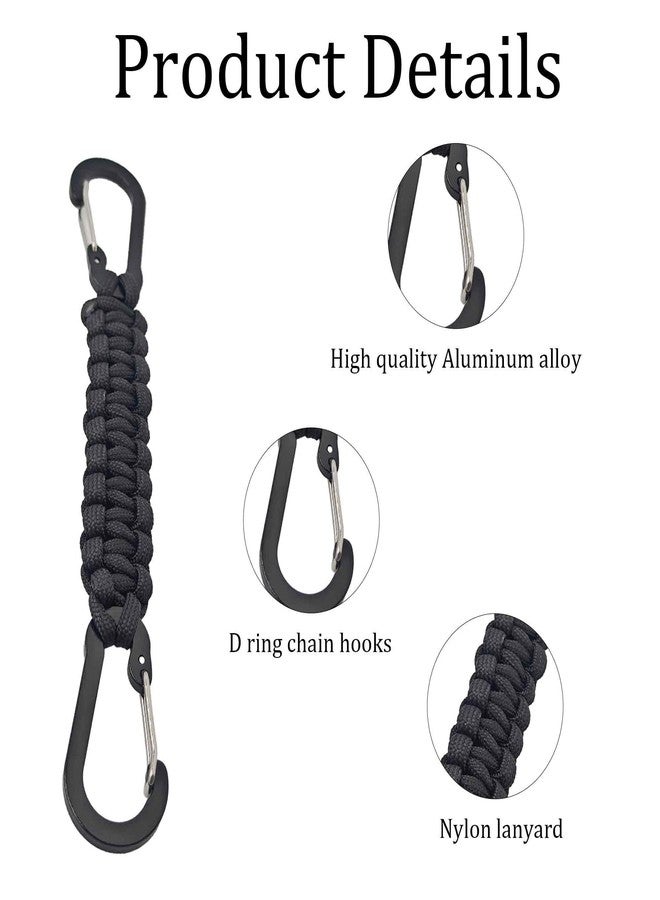 PDETVEO 2PCS Paracord Keychain with D-Ring Clips, Lanyard Hook for Keys, Water Bottles and Outdoor Gear Organization(Black+Blue) - Image 3