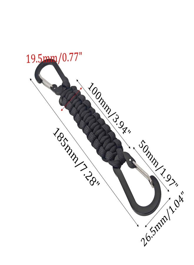 PDETVEO 2PCS Paracord Keychain with D-Ring Clips, Lanyard Hook for Keys, Water Bottles and Outdoor Gear Organization(Black+Blue) - Image 2