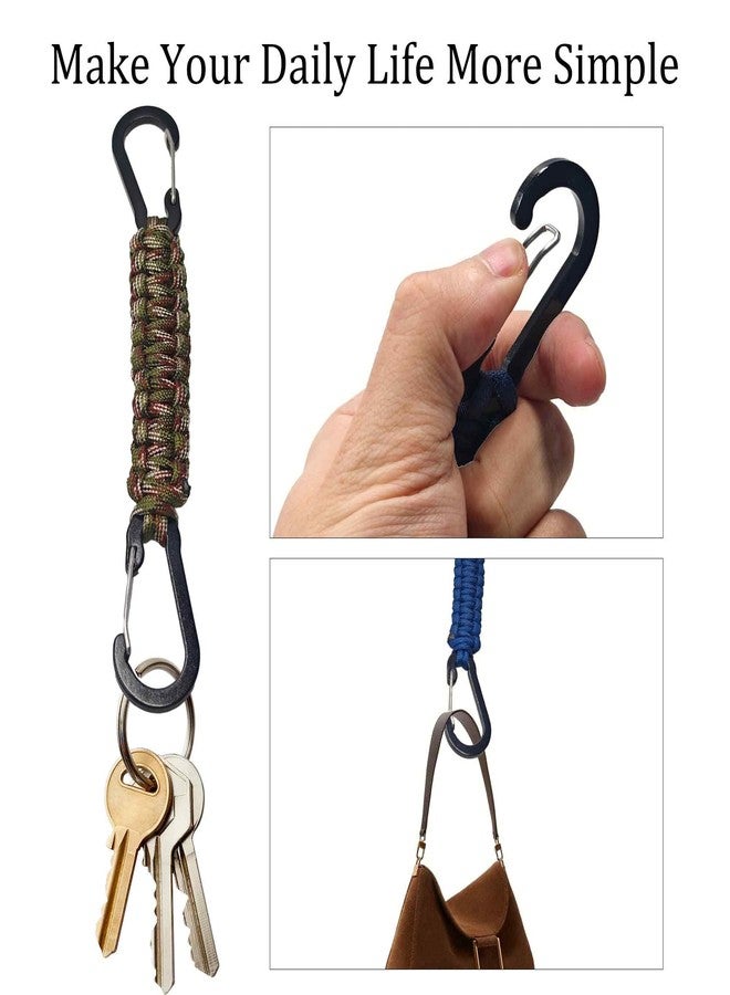 PDETVEO 2PCS Paracord Keychain with D-Ring Clips, Lanyard Hook for Keys, Water Bottles and Outdoor Gear Organization(Black+Blue) - Image 4