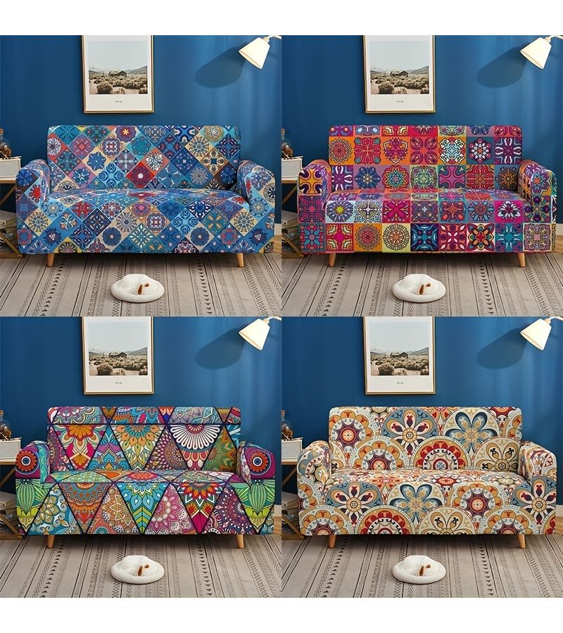 Classic Boho Milk Printed Sofa Slipcover 2 Seater 57 73 Inches Non Slip Furniture Protector For Bedroom Office Living Room Home Decor Easy To Clean Durable Stylish - Image 2