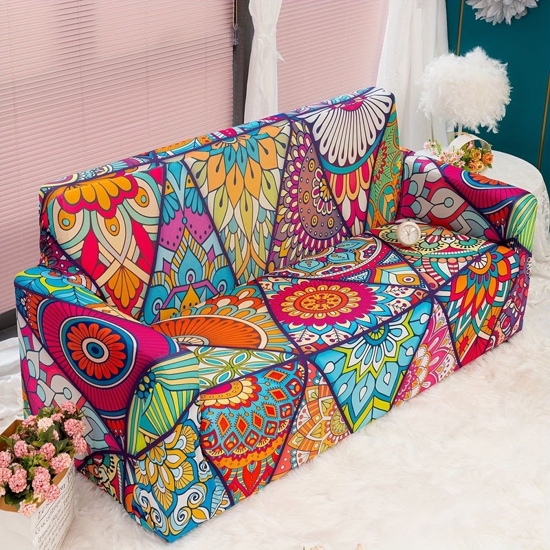 Classic Boho Milk Printed Sofa Slipcover 2 Seater 57 73 Inches Non Slip Furniture Protector For Bedroom Office Living Room Home Decor Easy To Clean Durable Stylish - Image 5