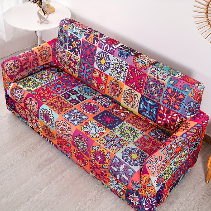 Classic Boho Milk Printed Sofa Slipcover 2 Seater 57 73 Inches Non Slip Furniture Protector For Bedroom Office Living Room Home Decor Easy To Clean Durable Stylish - Image 4