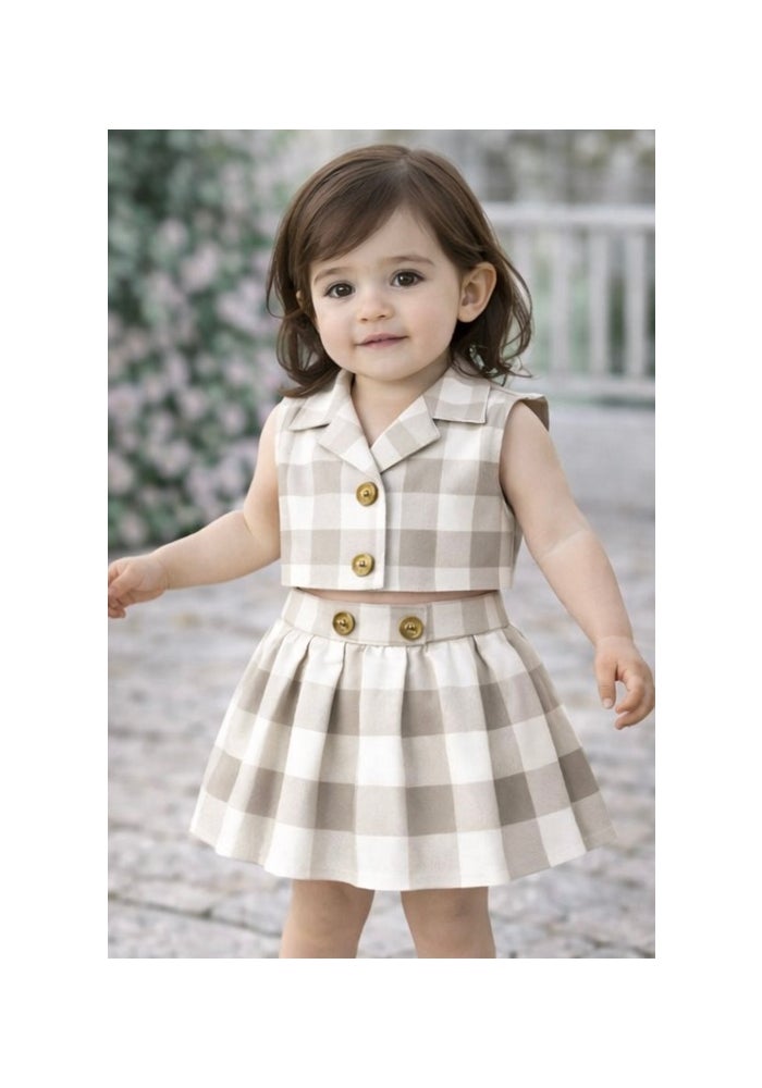 Co-Ord Set for Girls in Sandstone Beige