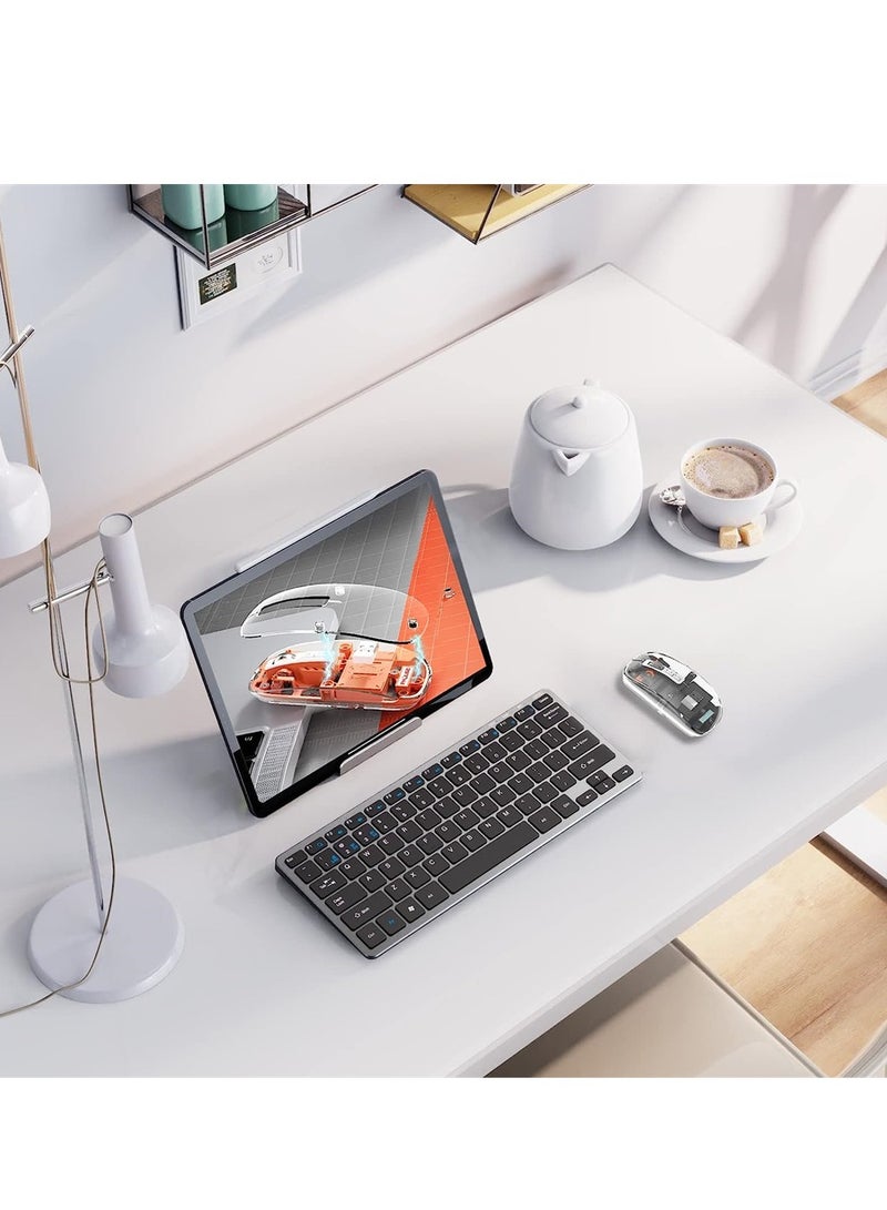 ماوس بلوتوث لاسلكي أنيق ثلاثي الوضعية USB C قابل لإعادة الشحن تصميم صامت محمول للابتوب والكمبيوتر الشخصي رمادي - Image 2