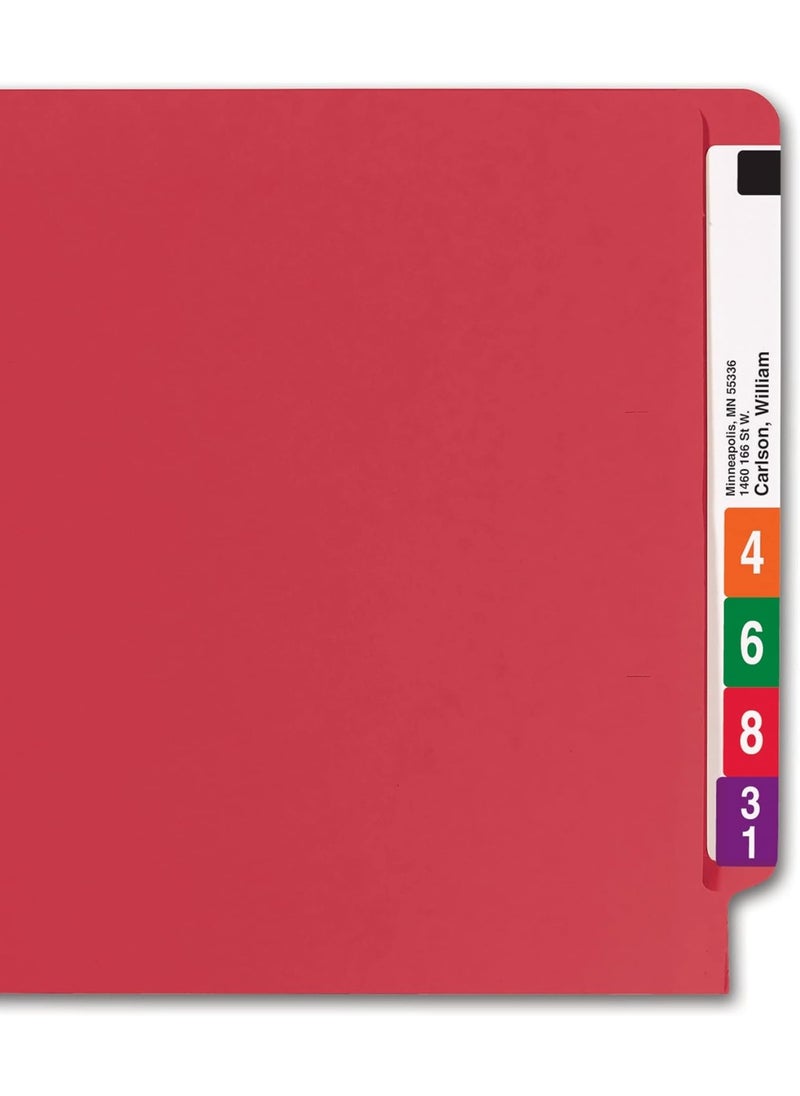 Smead Smead End Tab File Folder, Shelf-Master Reinforced Straight-Cut Tab, Letter Size, Red, 100 Per Box (25710)  - Image 1