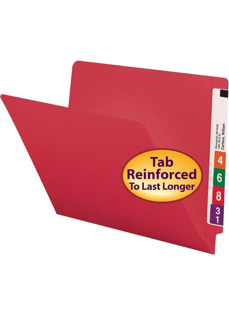 Smead Smead End Tab File Folder, Shelf-Master Reinforced Straight-Cut Tab, Letter Size, Red, 100 Per Box (25710)  - Image 2