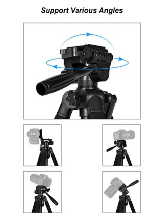 Portable Metal Tripod - 150cm Foldable Stand - 360° Rotation - Mobile Phone Holder - Compatible with Projector, Fill Light, Slr Camera, Mirrorless Camera, Gimbal, Telescope - view 3