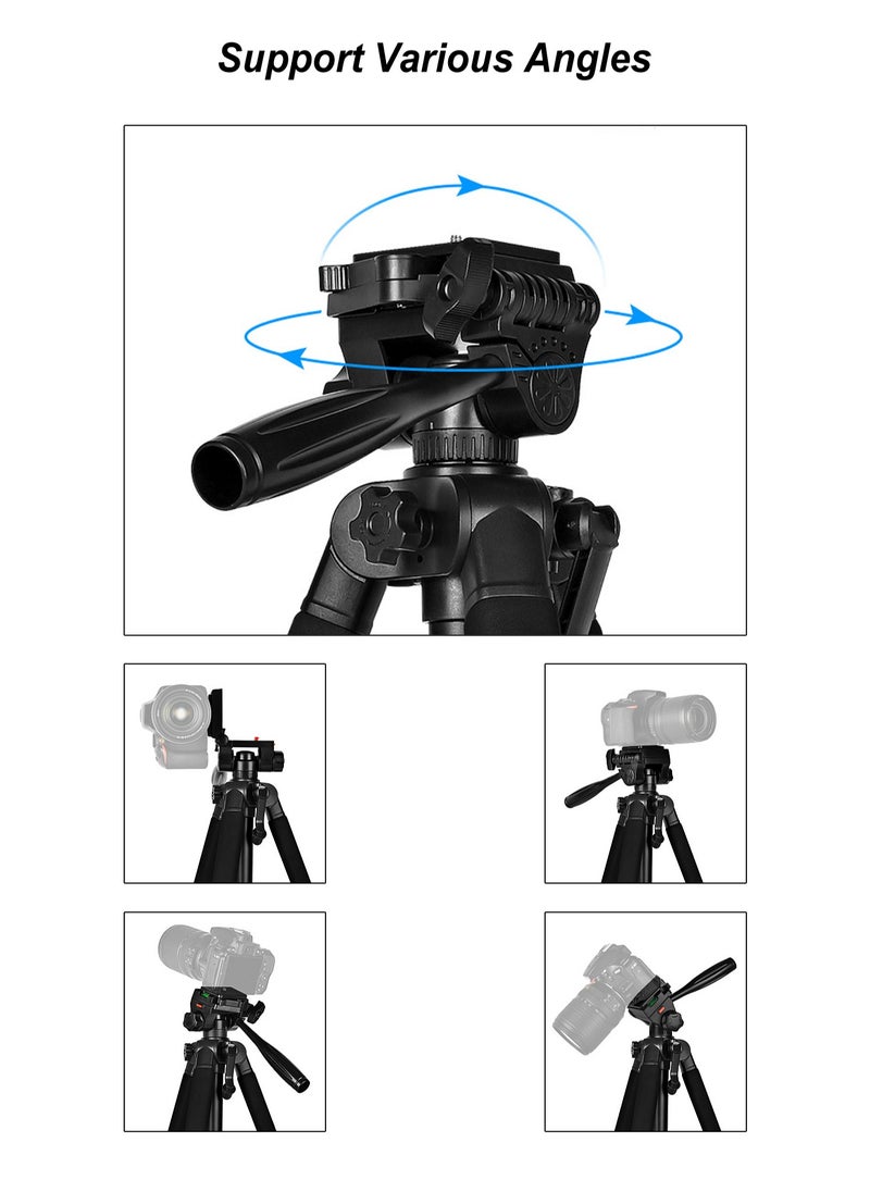 Portable Metal Tripod - 150cm Foldable Stand - 360° Rotation - Mobile Phone Holder - Compatible with Projector, Fill Light, Slr Camera, Mirrorless Camera, Gimbal, Telescope