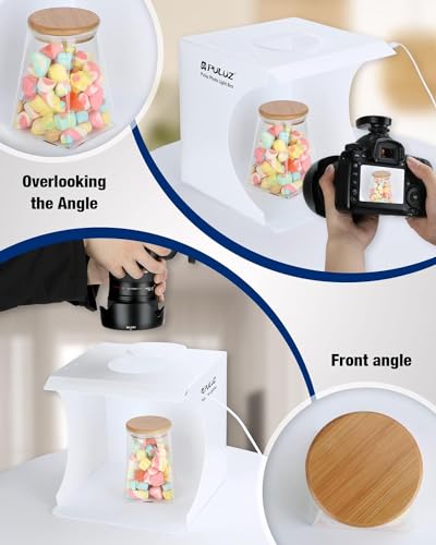 PULUZ Mini Photo Studio Box, PULUZ 20cm Portable Photography Shooting Light Tent Kit, White Folding Lighting Softbox with 20 LED Lights + 6 Backdrops for Product Display - Image 4